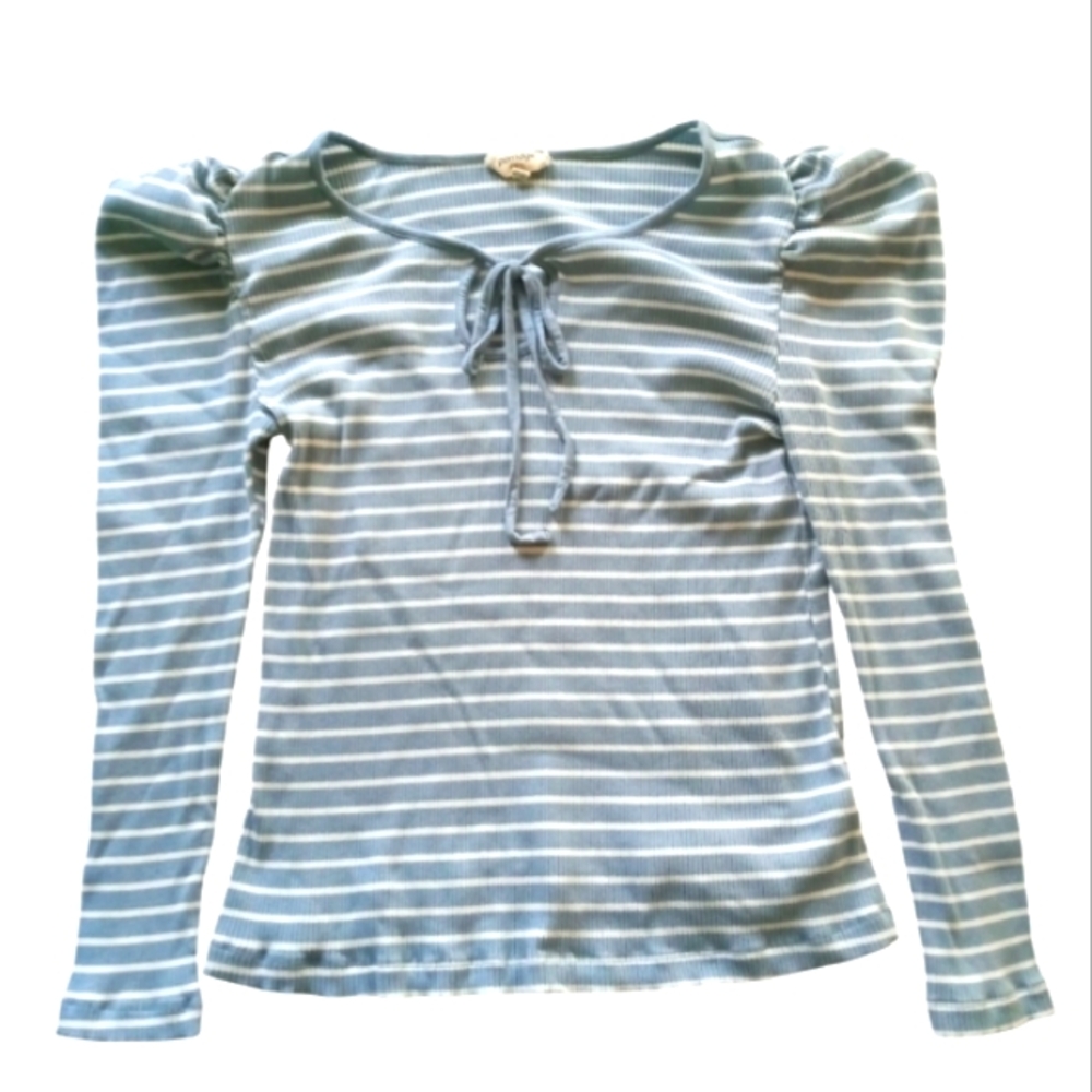 Anthropologie Porridge Puff Shoulder Long Sleeve Tie Front Women's Shirt Size 2X